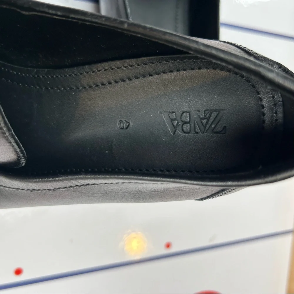 ZARA‎ Horse Bit Loafers Men’s Dress Casual Shoes + Gold Chain Color Black Size 7